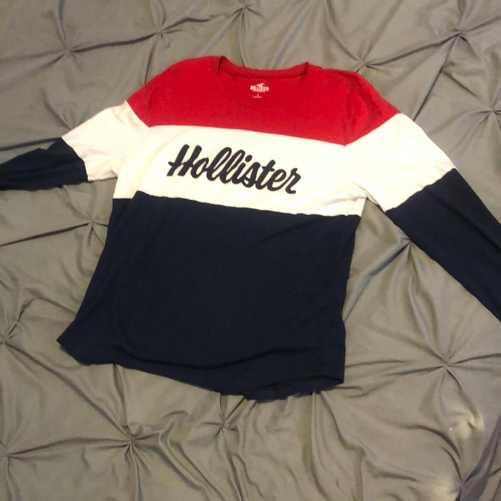 Long sleeve Hollister red, white and blue top  size S